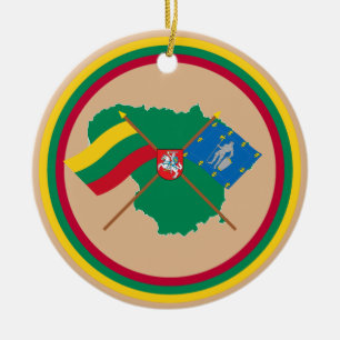 Litauen- und Alytus-Landkreis-Flaggen, Arme, Karte Keramikornament