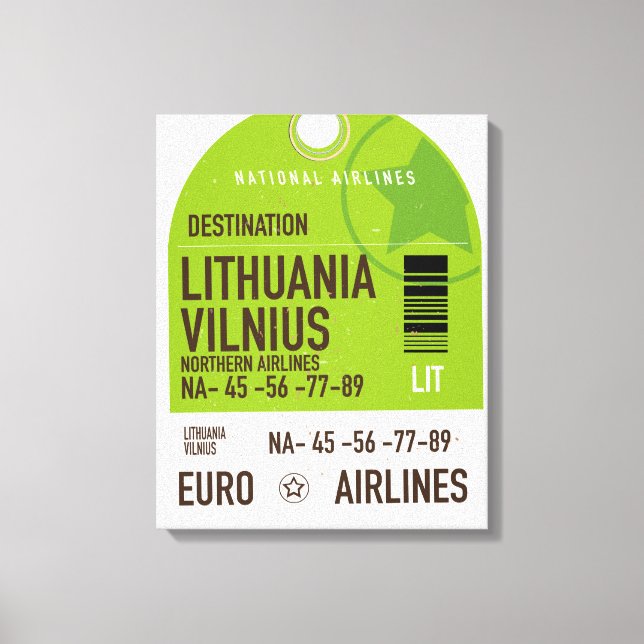 Litauen Vilnius Flugticket Leinwanddruck (Vorderseite)