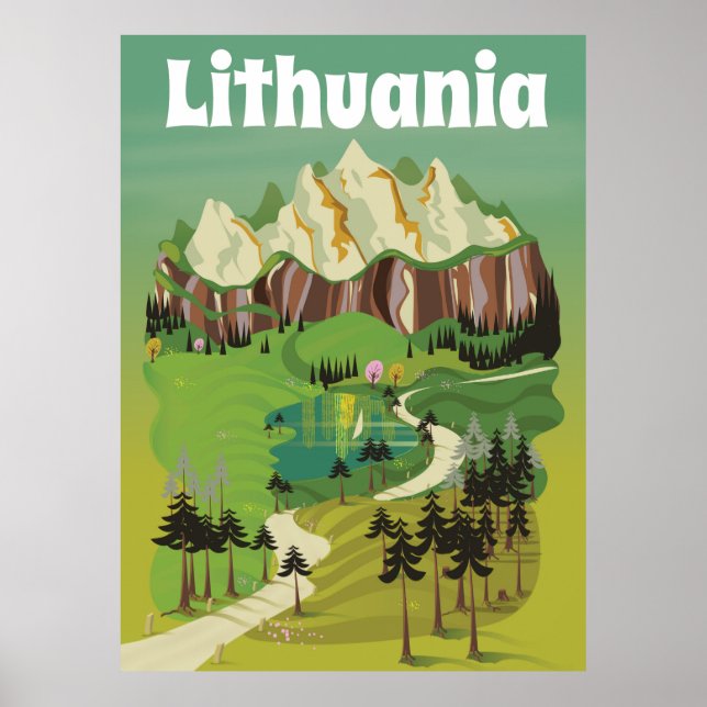 Litauen Vintages Reiseplakat Poster (Vorne)