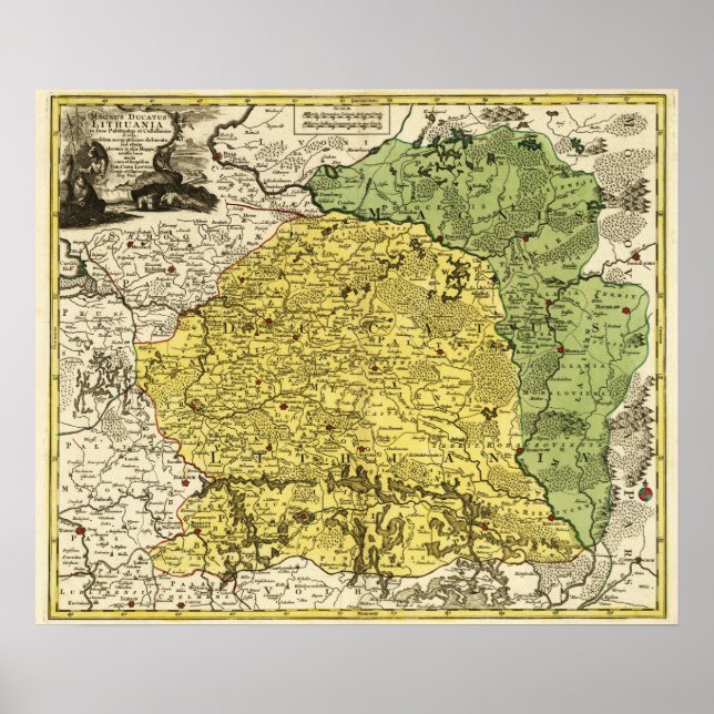 LitauenPanoramakarteLitauen Poster (Vorne)