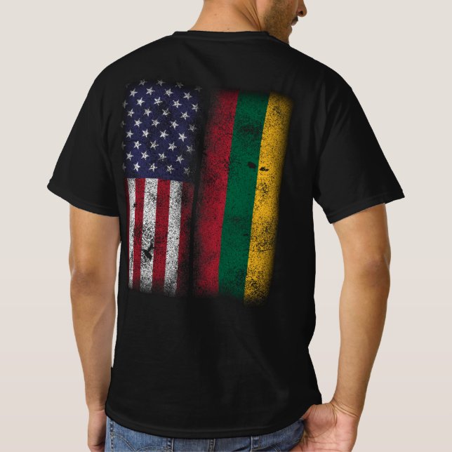 Litauische Amerikanische Flagge Litauen Lietuva T-Shirt (Rückseite)