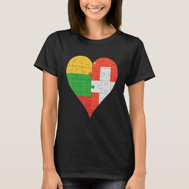 litauische Fahne Herz T-Shirt (Vorderseite)