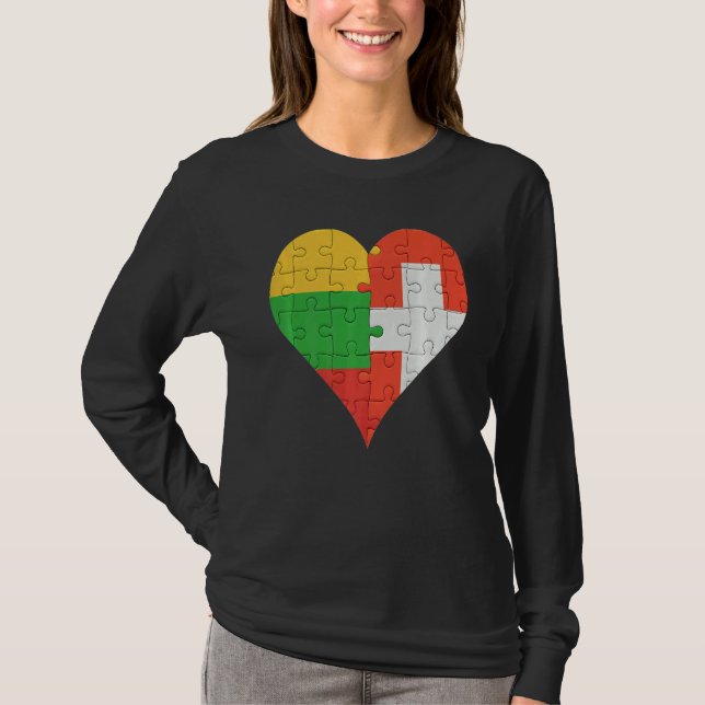 litauische Fahne Herz T-Shirt (Vorderseite)
