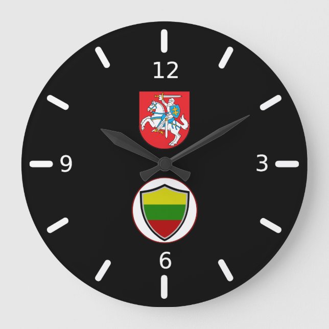 litauische Fahnenwappen Große Wanduhr (Vorderseite)