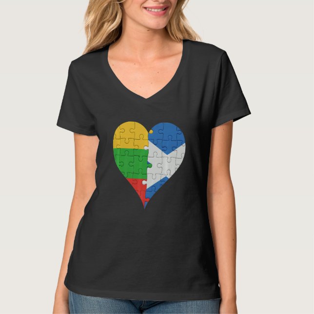 litauische Flagge Herz T-Shirt (Vorderseite)