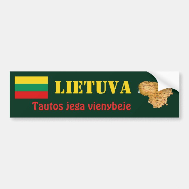 Litauische Flagge + Karte Autoaufkleber (Vorne)