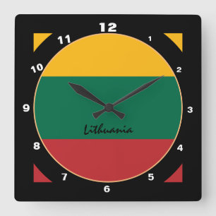 Litauische Flagge & Litauische Trendmode /Design Quadratische Wanduhr
