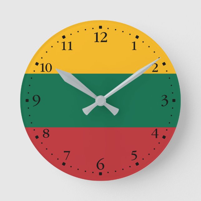 litauische Flagge Runde Wanduhr (Vorderseite)