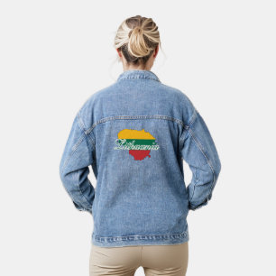 Litauische Landkarte Flag ,Backside Jeansjacke