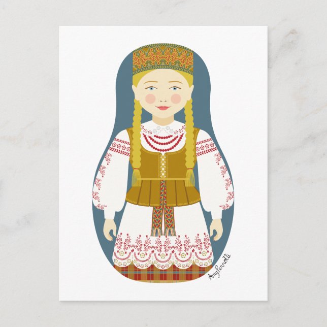 Litauische Matryoshka Postcard Postkarte (Vorderseite)