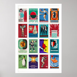 Litauische Streichholzschachtel-Etiketten Raster,  Poster