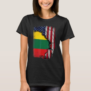 Litauische Wurzeln Halb Amerikanische Flagge Patri T-Shirt