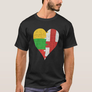 Litauisches englisches Flaggenherz T-Shirt