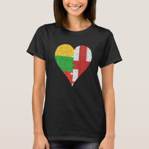Litauisches englisches Flaggenherz T-Shirt
