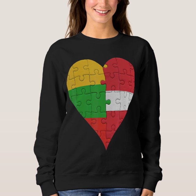 Litauisches Latein Flag Herz Sweatshirt (Vorderseite)