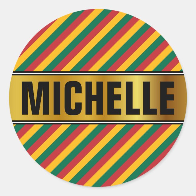 litauisches Muster für Inspirierte Streifen Runder Aufkleber (Vorderseite)