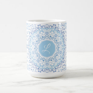 Lite Blue Mandala Monogram Tasse