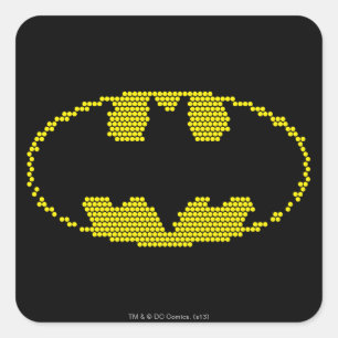 Lite-Brite-Fledermaus-Emblem Quadratischer Aufkleber