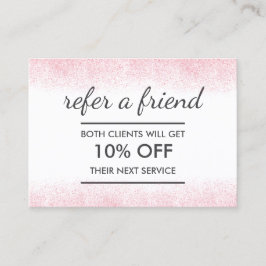 Lite Pink Glitzer Beauty Salon Empfehlungskarte