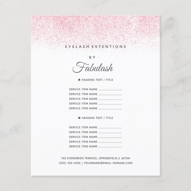 Lite Pink Glitzer Beauty Salon Flyer (Vorne)