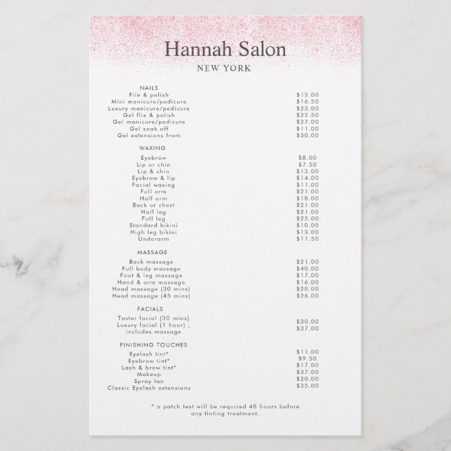 Lite Pink Glitzer Beauty Salon Flyer (Vorne)