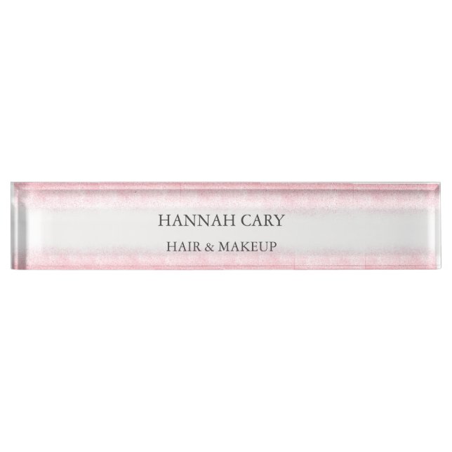 Lite Pink Glitzer Beauty Salon Namensplakette (Vorderseite)