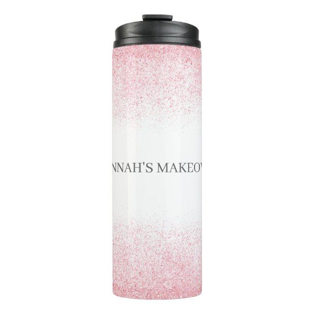 Lite Pink Glitzer Beauty Salon Thermosbecher (Vorderseite)