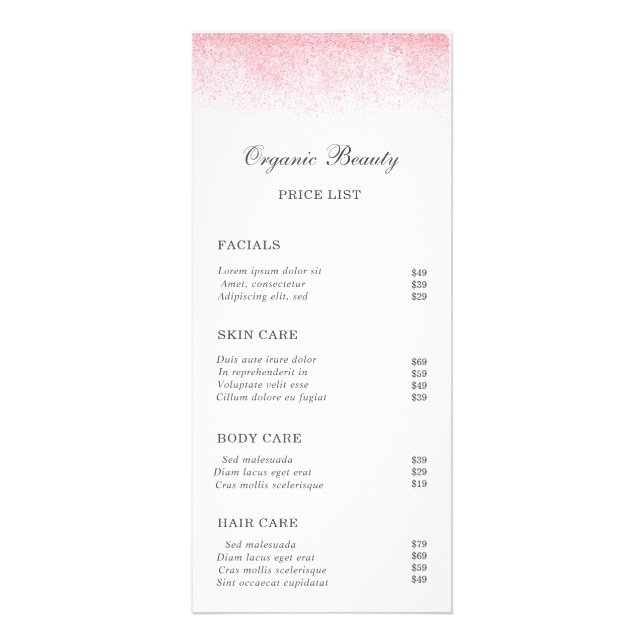 Lite Pink Glitzer Beauty Salon Werbekarte (Vorne)