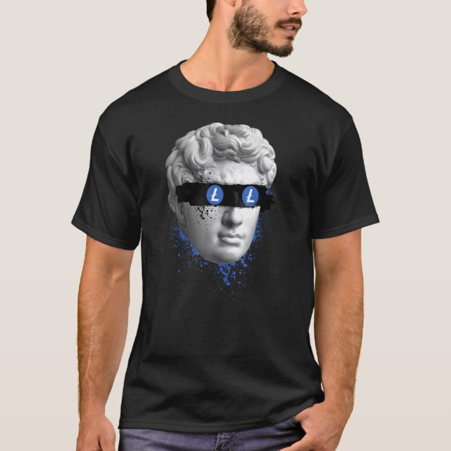 Litecoin Ltc Blind Statue Crypto Modern Art Crypto T-Shirt (Vorderseite)