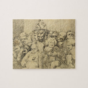 Literarische Charaktere zusammengebaut um das Puzzle