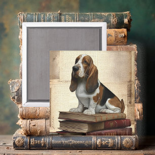 Literarischer Basset Hound Magnet