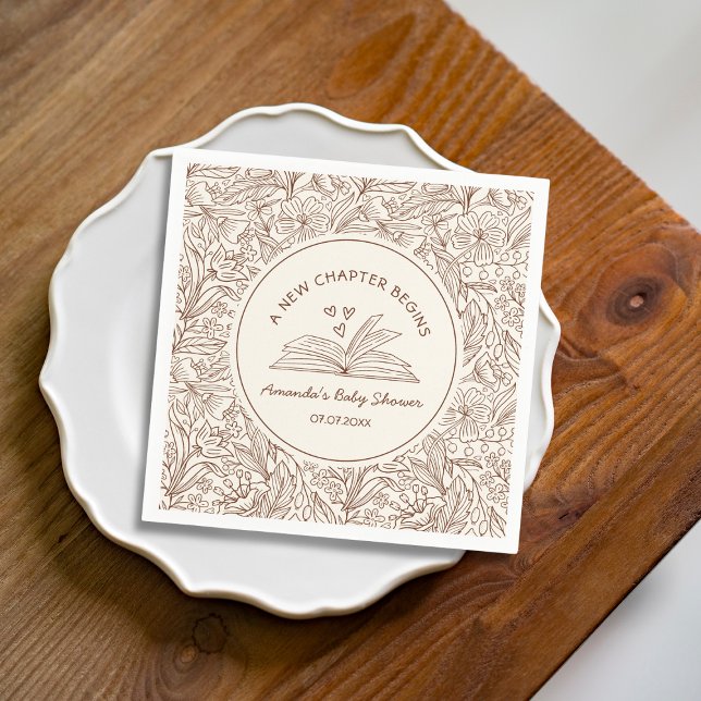 Literary Book Baby Shower A New Chapter Begins   Serviette (Literary Book Baby Shower A New Chapter Begins Napkins)