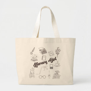 Literary Girl Tote Bag Book Lover Gift Academy Jumbo Stoffbeutel