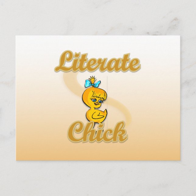 Literate Chick Postkarte (Vorderseite)
