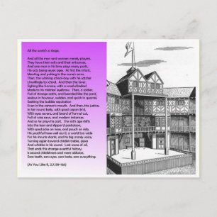 Literatur, Shakespeare, Die ganze Welt ist eine Bü Postkarte