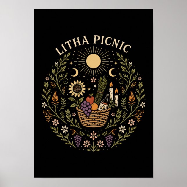 Litha Picnic Summer Solstice Celestial Art Poster (Vorne)