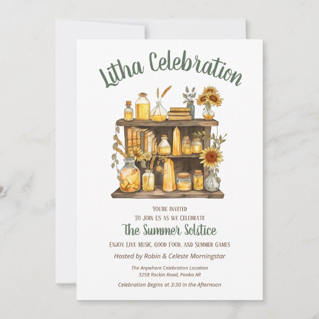 Litha Summer Solstice Apothekary Shelf Einladung (Vorderseite)
