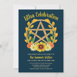 Litha Summer Solstice Gold Star Wicca Sabbat Einladung