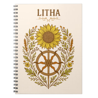 Litha Sunflower Wheel Summer Solstice Celestial Notizblock