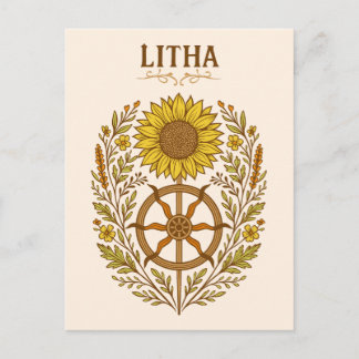 Litha Sunflower Wheel Summer Solstice Celestial Postkarte