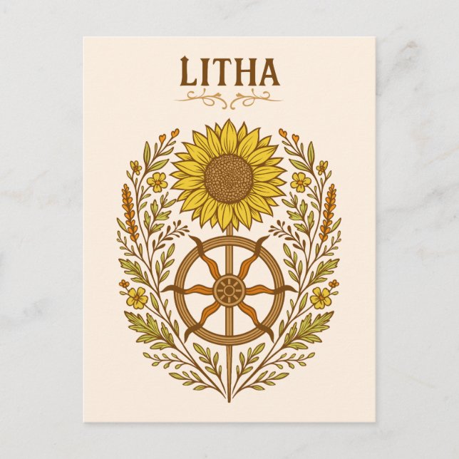 Litha Sunflower Wheel Summer Solstice Celestial  Postkarte (Vorderseite)