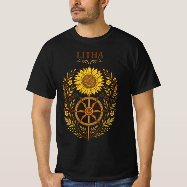 Litha Sunflower Wheel Summer Solstice Celestial  T-Shirt (Vorderseite)