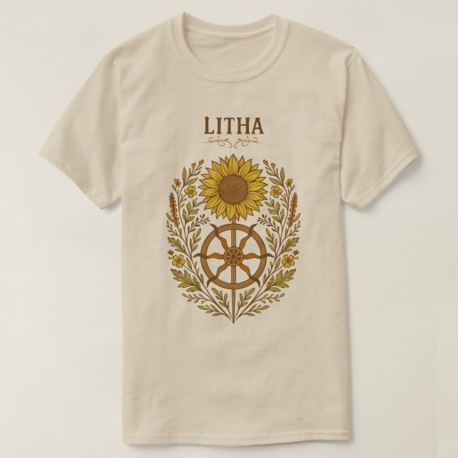 Litha Sunflower Wheel Summer Solstice Celestial  T-Shirt (Design vorne)