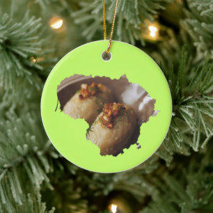 Lithauen Landesumriss mit Kartoffelgericht Keramik Ornament