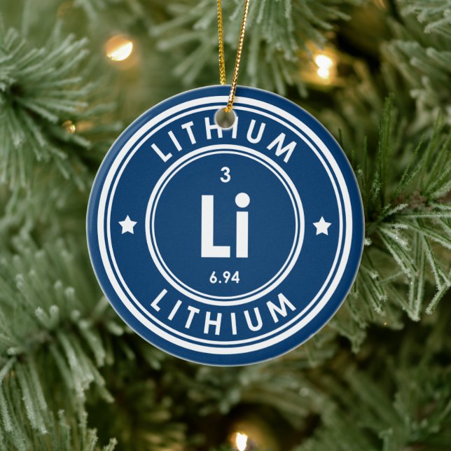 Lithium-Element Blauer Keramik Ornament (Baum)