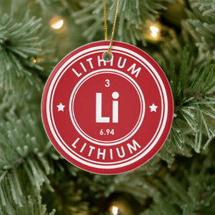 Lithium-Element Rote Keramik Ornament