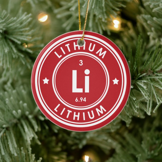 Lithium-Element Rote Keramik Ornament (Baum)