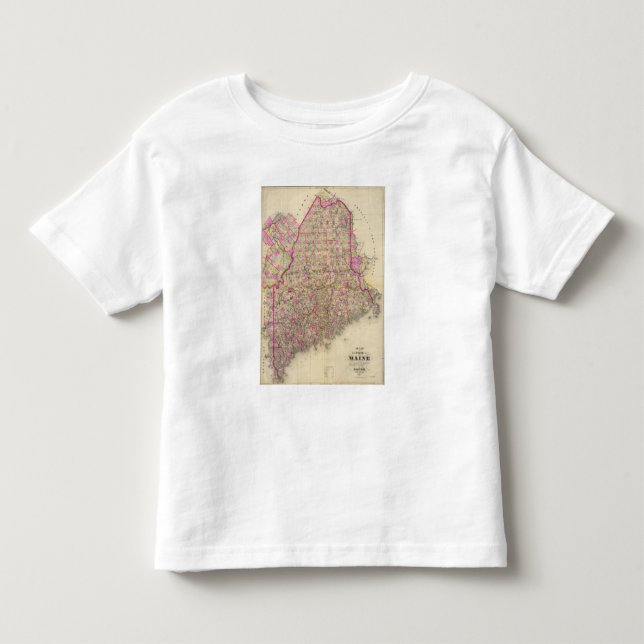Lithographierte Karte von Maine Kleinkind T-shirt (Vorderseite)