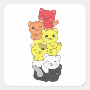 Lithsexual Flag Prix Lgbtq Niedlich Cat Pile Squar Quadratischer Aufkleber