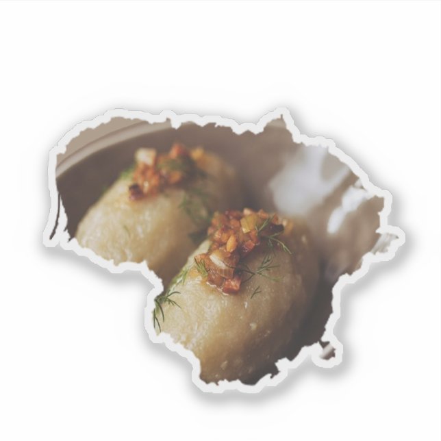 Lithuania Country Outline With Potato Dish Aufkleber (Vorderseite)